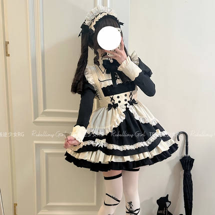 曲奇喵仆*软萌甜妹日常cos服可爱女仆装Lolita可拆卸长袖OP连衣裙
