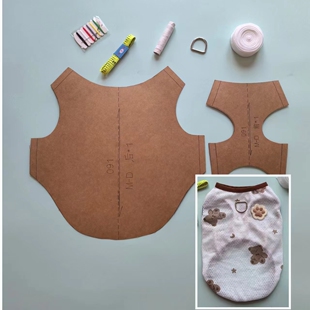 宠物背心牛皮纸diy猫咪狗狗衣服样板手工定制裁剪图送材料包教程