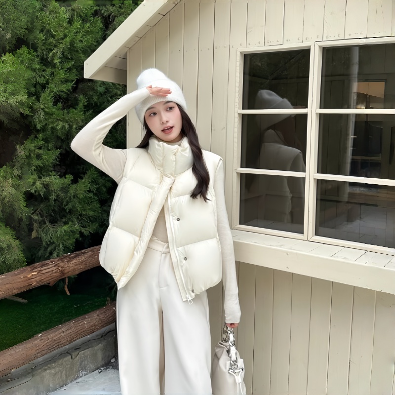 大码胖妹妹立领棉服马甲女秋冬2025新款韩版宽松休闲马夹坎肩外套