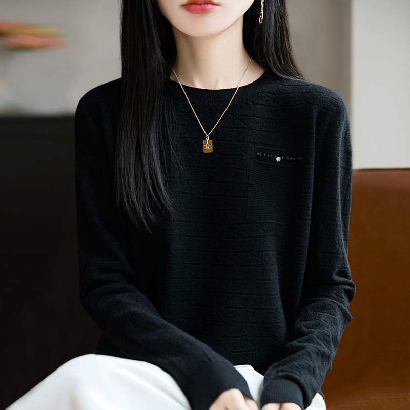 早秋纹理针织打底衫女2025新款春秋内搭上衣洋气大码女装秋冬毛衣