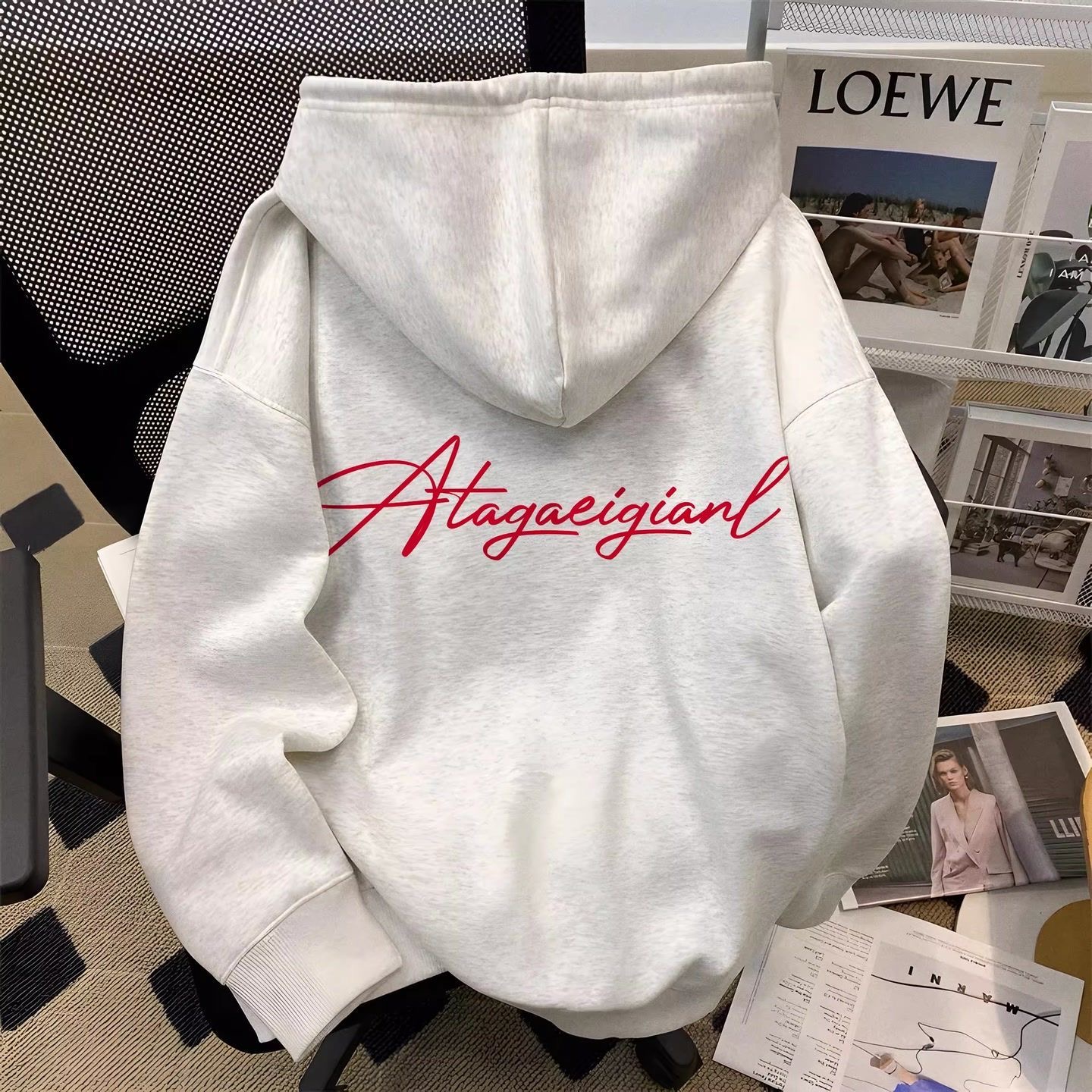 美式高街潮牌字母印花连帽卫衣男