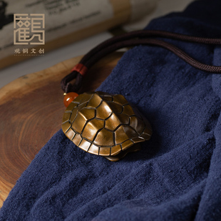 黄铜龟壳摆件龟甲文玩手把件男士随身盘玩富甲一方龟背纹装饰品