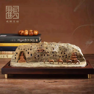 观铜文创铜山丝绸之路香炉家居办公室柜子桌面铜制艺术品禅意摆件