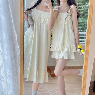 可爱宫廷风 夏季 背心睡衣女款 睡裙女士长款 吊带裙女夏天家居服套装