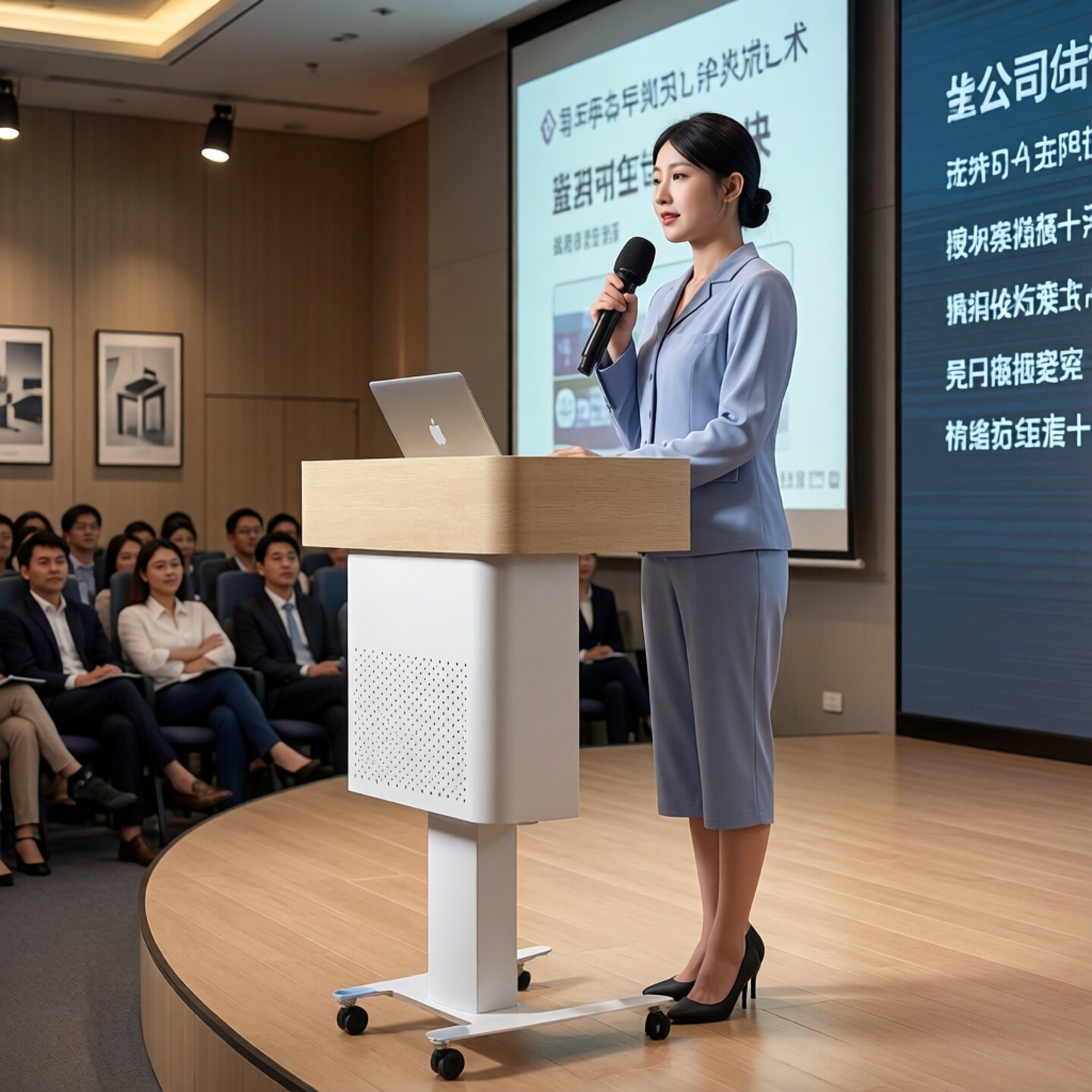 移动演讲台发言台学校讲台桌教师专用升降办公会议培训接待咨询台