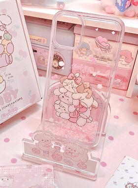 可爱少女粉流沙三星s23ultra手机壳s21fe动态流动s22+透明note10+/s20硅胶a81新款a715g女a54/a30s防摔a50s