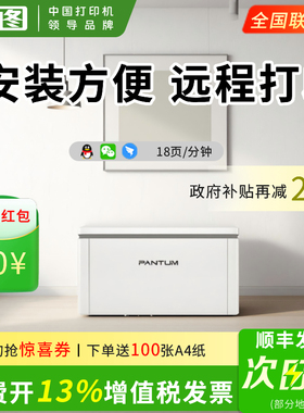 【政府补贴】奔图BP2307W黑白激光打印机无线wifi可连手机迷你小型办公a4家庭学生作业办公安装专用顺丰