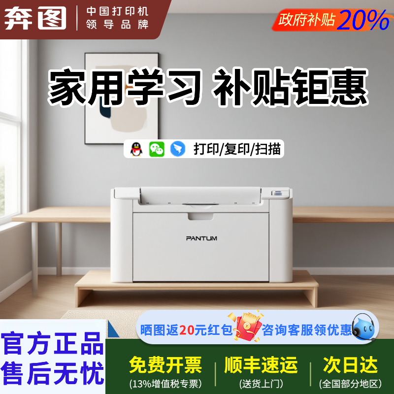 政府补贴奔图P2206W青春版家用