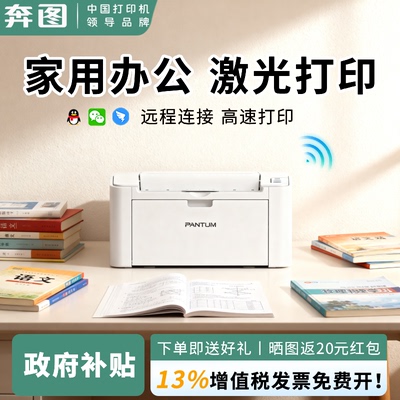 【政府补贴】pantum奔图P2518NW黑白激光打印机手机无线wifi电脑有线远程打印多人共享小型a4家用办公包邮