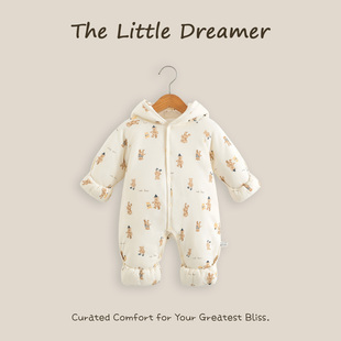 婴儿外出服冬季款连体衣宝宝抱抱服小月龄包手包脚夹棉加厚棉服