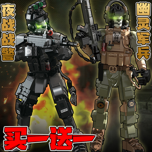 使命召唤夜战幽灵战警6军事特种兵机甲儿童拼装积木黑色行动玩具8