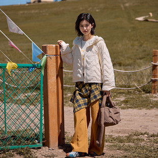 保暖外套休闲日常百搭通勤 新款 右设 25SS绗棉带帽棉衣2025冬季