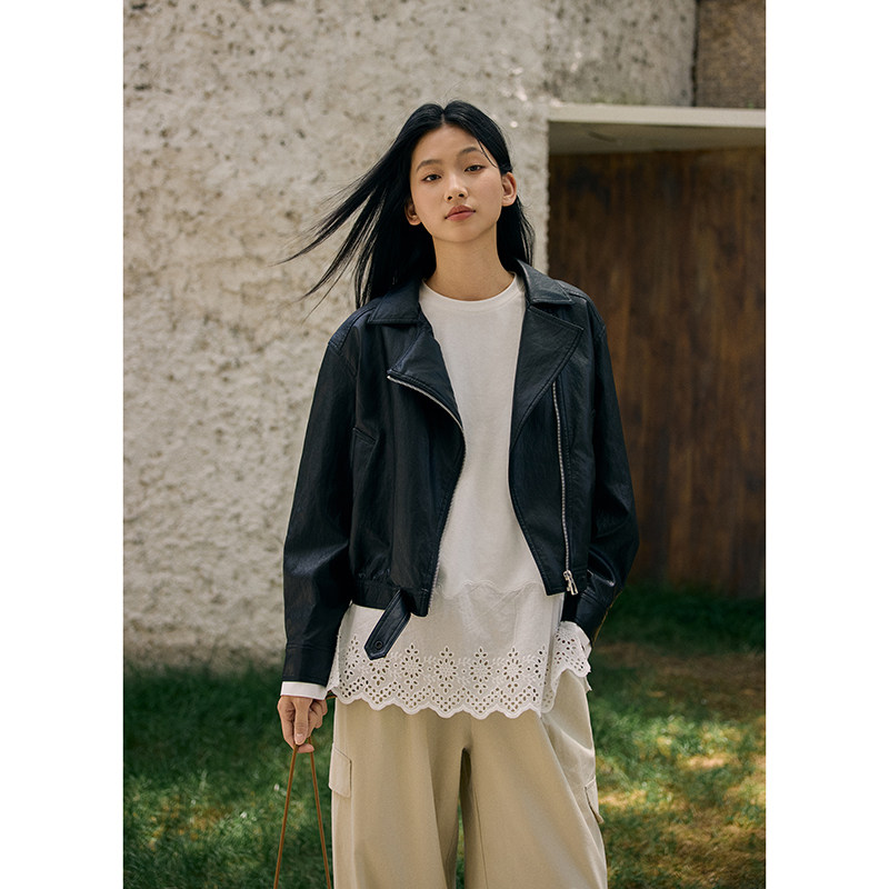 右设/25SS短款机车复古皮衣外套女PU皮黑色机车夹克休闲7085A,女装/女士精品,皮衣,淘宝优惠券,粉丝福利购,淘宝优惠卷