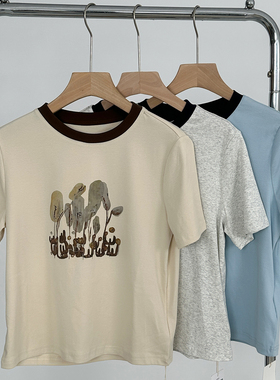 右设/25SS短款圆领T恤女夏季新款3TFAN5B9298K