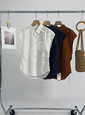 右设/25SS肩膀刺绣衬衫夏季新款简约衬衣女1CFAS5B9239K