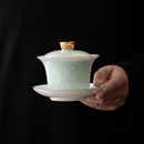 高档冰花玉瓷结晶釉三才盖碗泡茶碗壶单个杯家用陶瓷功夫茶具套装