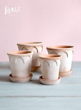 青野园艺家Bergs花盆伊丽莎白陶土盆宝格仕手工陶盆丹麦设计室内