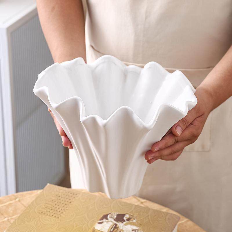 新款陶瓷花盆蝴蝶兰插花高级感创意条纹艺术几何造型花器北欧简约