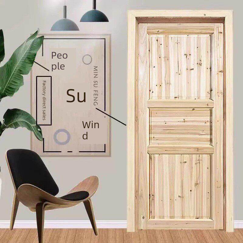 定制新中式彷古门窗杉木原木实木门室内门套装门谷仓门房间卧室门