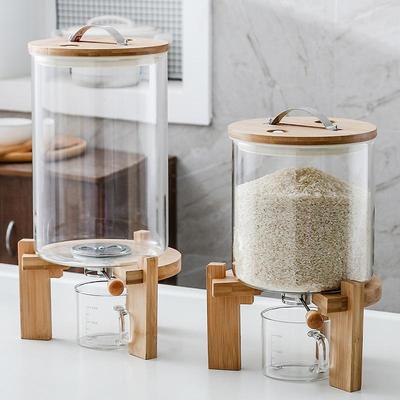 家用储米桶玻璃大米缸防虫防潮杂粮密封收纳盒米箱面粉储存罐10斤