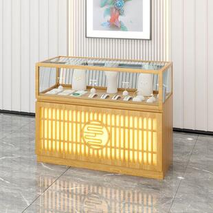 实木新中式珠宝展示玻璃柜玉器首饰翡翠银饰柜台古玩字画陈列柜