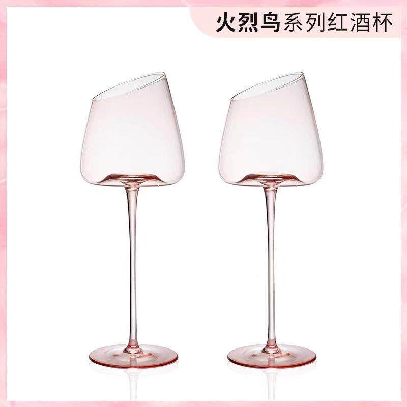 高级感火烈鸟红酒杯套装家用欧式水晶葡萄酒杯勃艮第大肚高脚杯子
