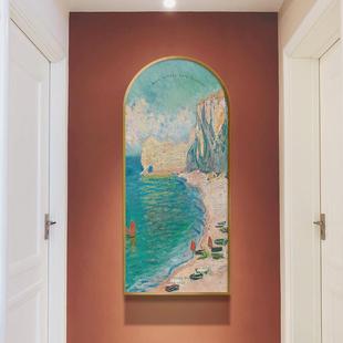 莫奈睡莲印象派名画装饰画欧式风景客厅拱形挂画走廊玄关楼梯壁画