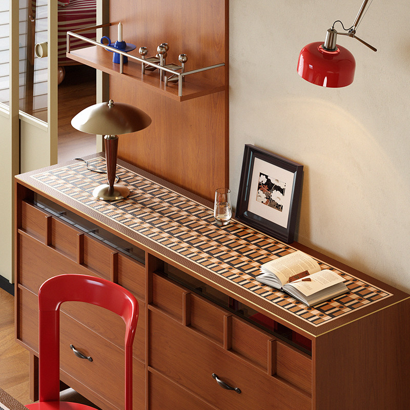 维克托中古包豪斯玄关餐边柜垫轻奢高级感电视机柜台面保护垫皮革