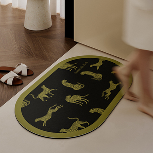 豹喜现代简约卡通厕所浴室地垫卫生间强吸水速干防滑防摔脚垫地毯