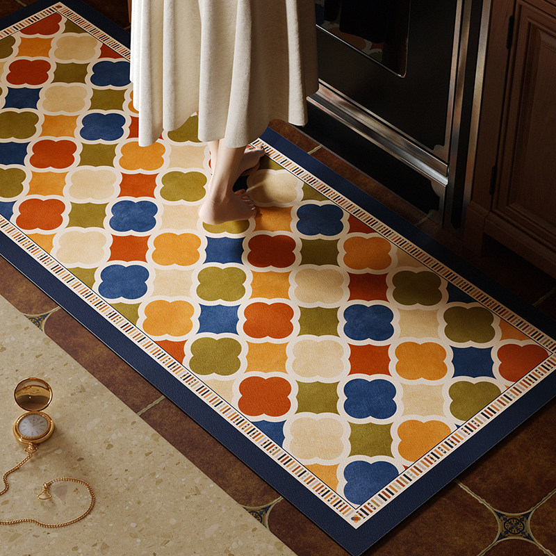 彩菱格美式复古风厨房地垫防滑防油可擦免洗脚垫子高级感长条地毯,居家布艺,厨房地垫,淘宝优惠券,粉丝福利购,淘宝优惠卷