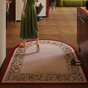 艾莉娜法式 田园风入户门垫皮革PVC免洗可擦地垫红色喜庆进门脚垫