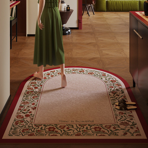 法式田园风入户地垫免洗可擦