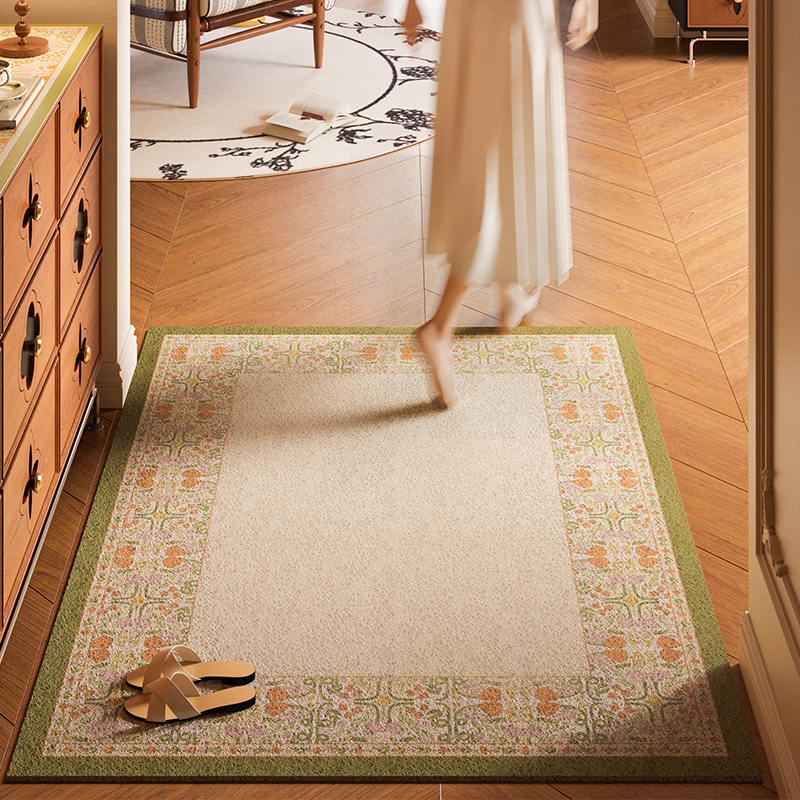 芙缇洛法式田园风丝圈入户地垫进门高级感方形PVC脚垫防滑耐磨垫