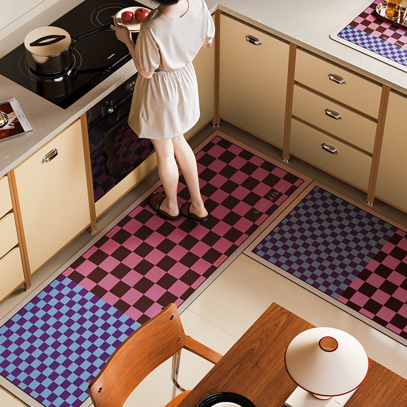 菲尼斯中古包豪斯l型厨房地垫矽藻泥吸水地垫免洗耐脏高级感脚垫