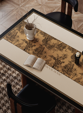 塞尼亚中古风书桌皮革桌垫高级感梳妆台化妆桌面垫子可定制防尘垫