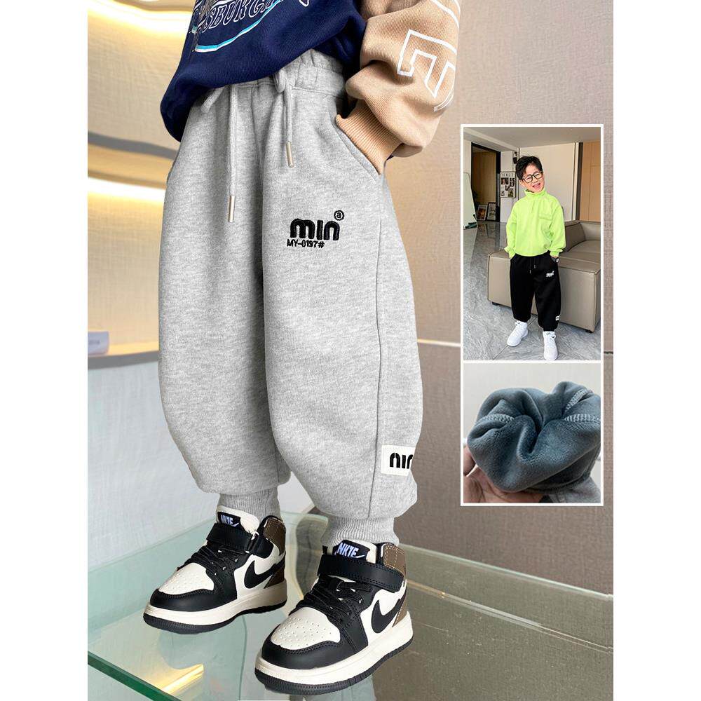 男童裤子2024新款运动裤秋冬款加厚休闲裤男孩加绒卫裤薄绒一体绒