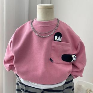 男童秋装卫衣儿童上衣春秋款2025新款中童小童男孩宝宝痞帅潮洋气