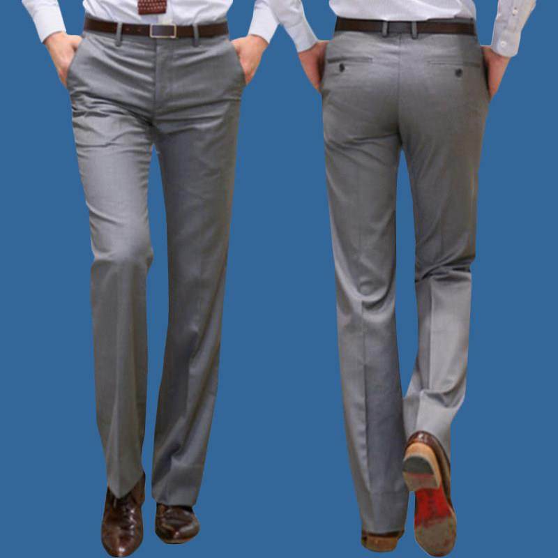 商务直筒西裤男士垂感免熨烫灰色西装裤子高档休闲 百搭职业西装