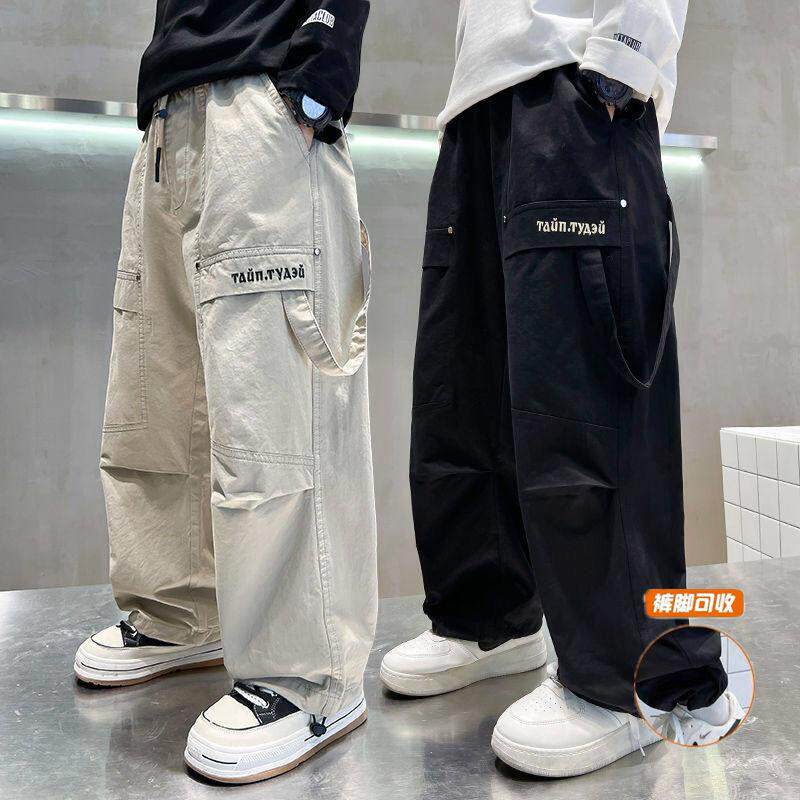 男童工装裤春秋季2025新款痞帅气儿童裤子宽松中大童装休闲直筒裤