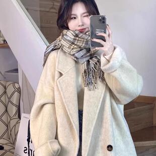 超好看羽绒内胆毛呢外套女2025冬季新款加厚小个子中长款呢子大衣