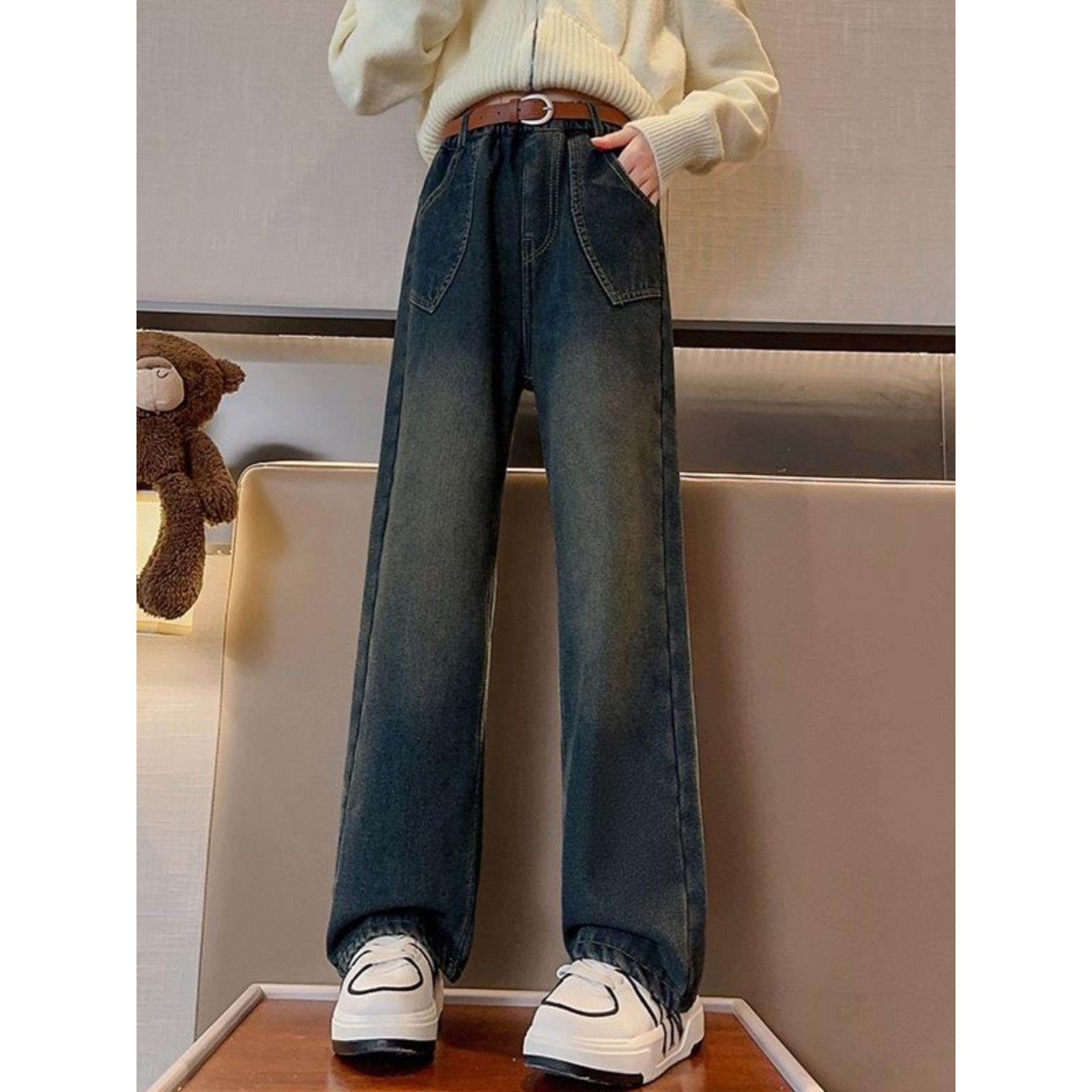 女童休闲裤子春秋新款牛仔裤中大童时尚阔腿裤儿童春装宽松直筒裤,童装/婴儿装/亲子装,儿童牛仔裤,淘宝优惠券,粉丝福利购,淘宝优惠卷