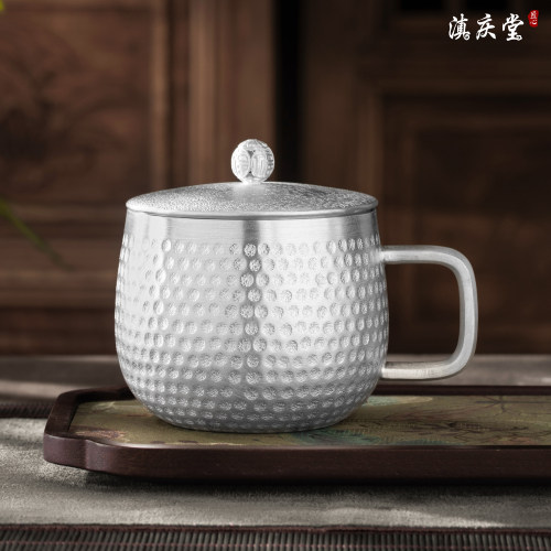 滇庆堂手工纯银茶杯马克杯足银