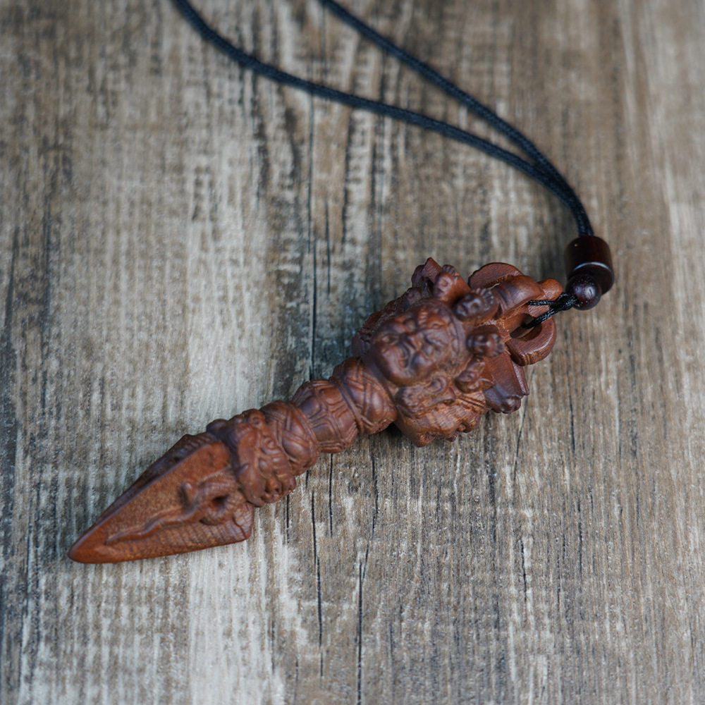 天然雷击枣木降魔杵金刚杵普巴秽迹金刚吊坠精雕摆件木雕道家用品