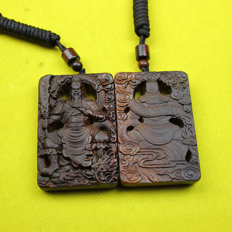 雷击枣木关公吊坠挂件木牌男女随身配饰车挂件手把关二爷令牌手工