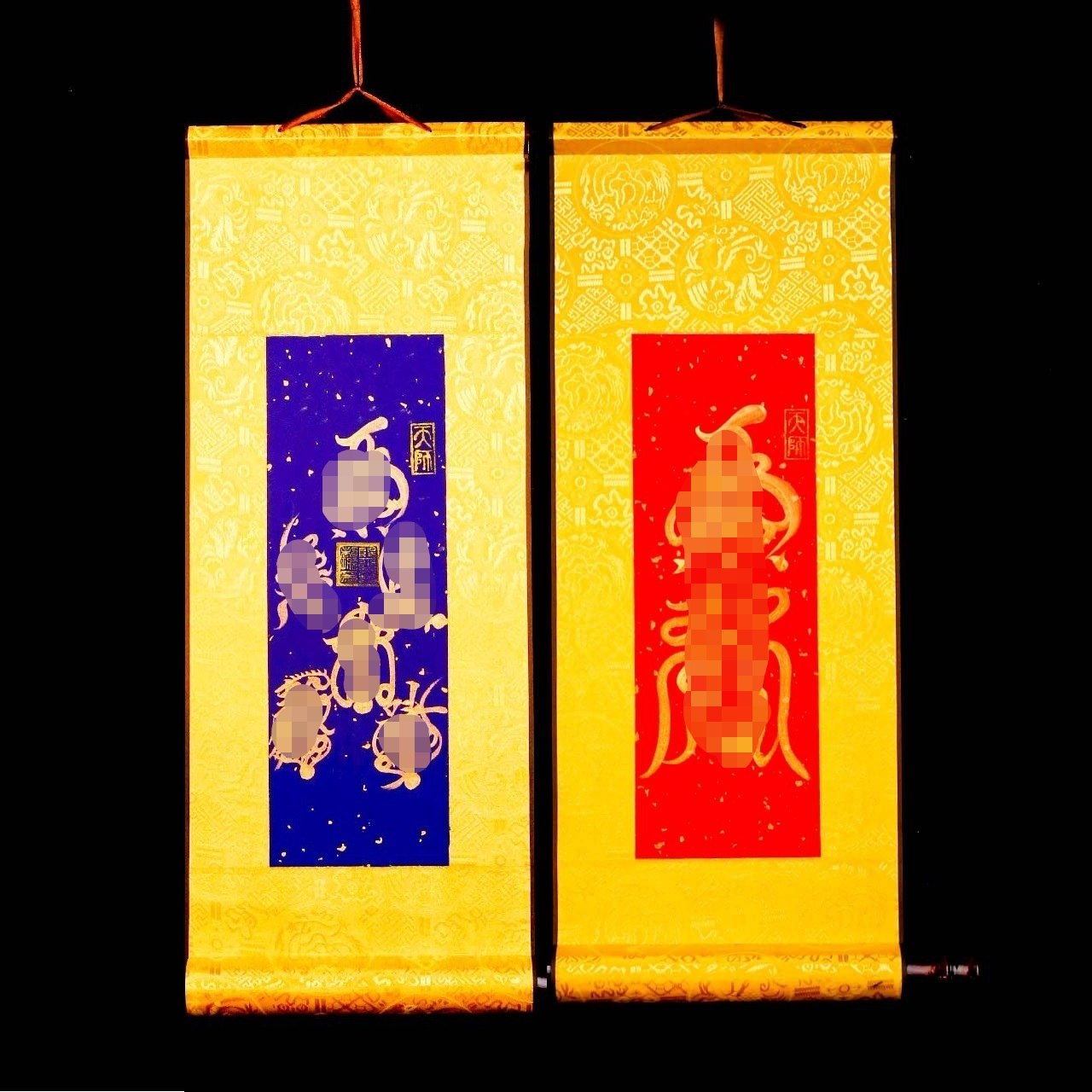 【龙虎山直发】手绘卷轴新中式客厅玄关装饰画五路五雷45.5*20,家居饰品,桌面摆件,淘宝优惠券,粉丝福利购,淘宝优惠卷