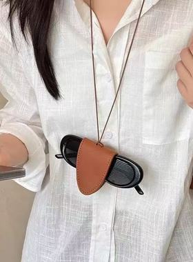 挂脖磁吸皮革墨镜夹项链