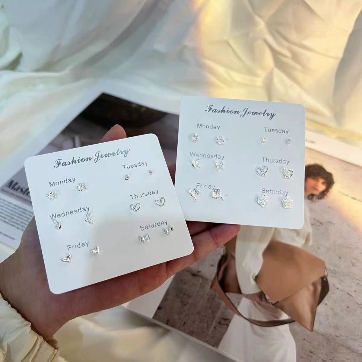 养耳洞s925银针小耳钉几何简约耳骨钉防过敏冷淡风设计感小耳钉女