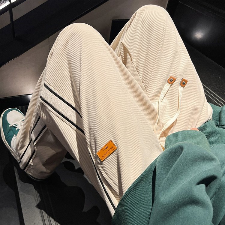 加绒男裤子秋冬季2026新款宽松痞帅休闲百搭外穿阔腿长裤松紧腰裤,男装,卫裤,淘宝优惠券,粉丝福利购,淘宝优惠卷