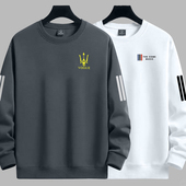 上衣服高街印花三杆套头衫 长袖 大码 休闲薄款 t恤男韩版 潮流春秋款