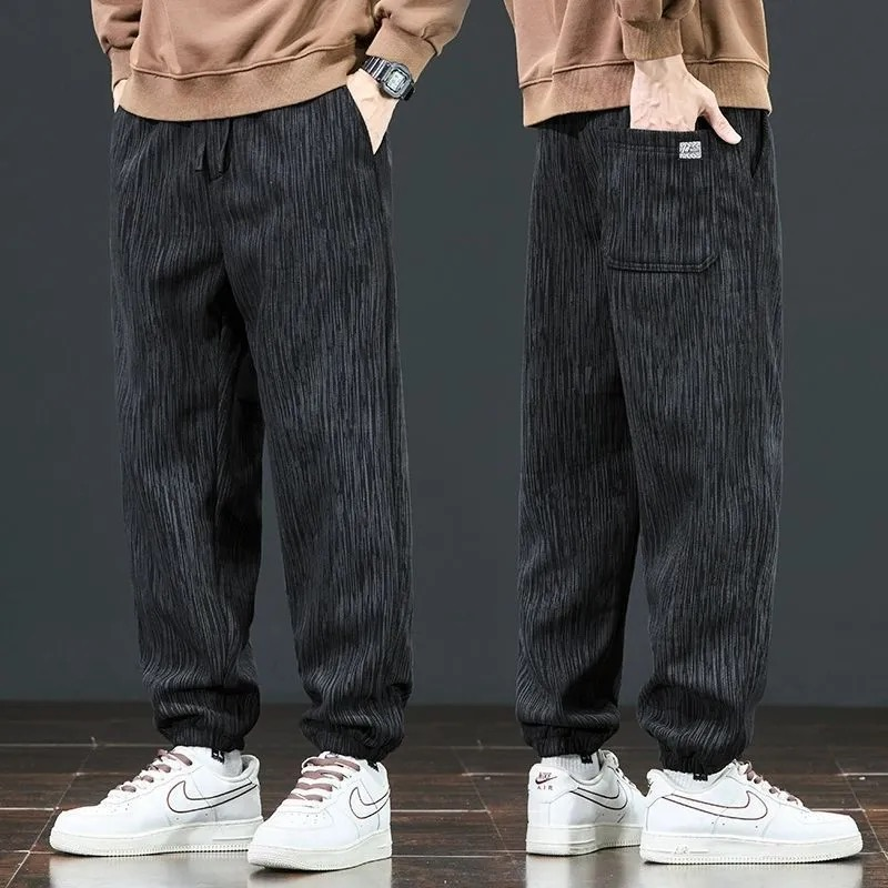 男人干活穿的裤子劳保耐磨耐脏工作服秋冬无磁无铁束脚加绒哈伦裤